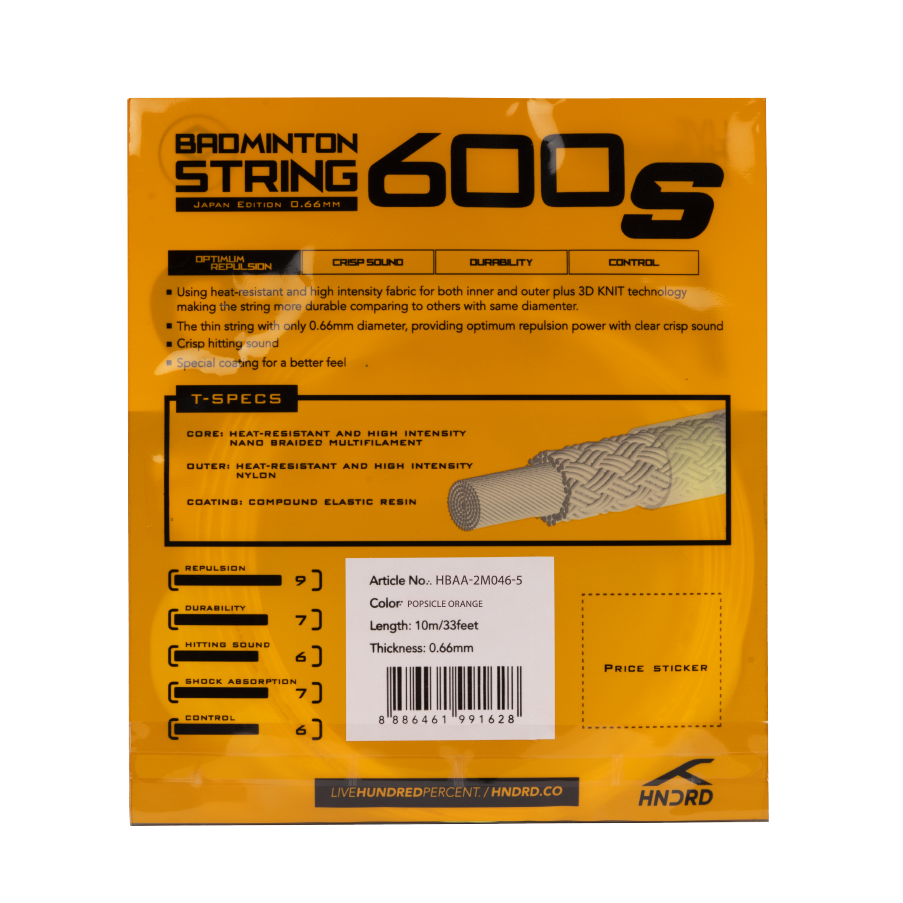 600S - Badminton String - Popsicle Orange
